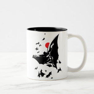 Justice League Batman in Cloud of Bats Pop Art Two-Tone Coffee Mug
