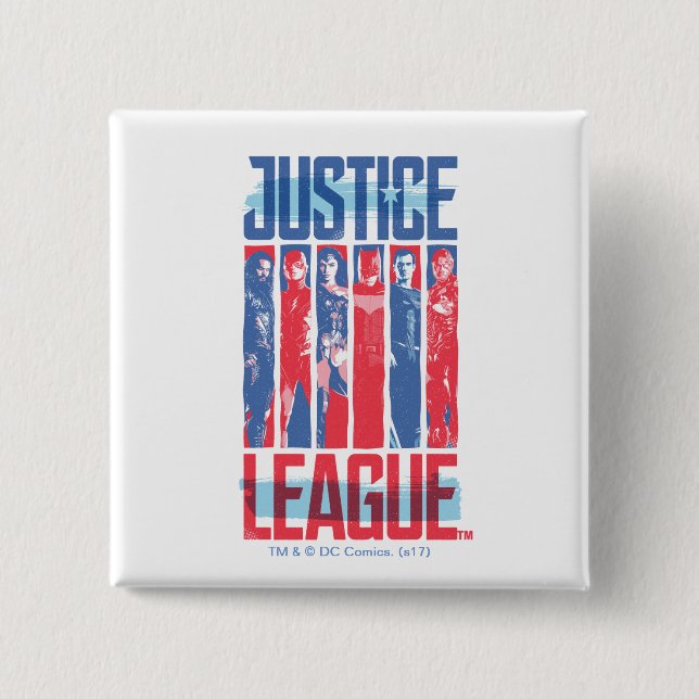 Justice League | Blue & Red Group Pop Art Button (Front)