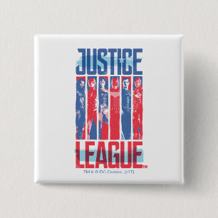 Justice League Blue & Red Group Pop Art Button