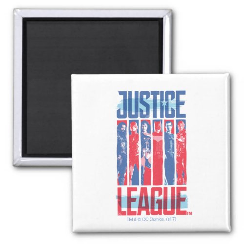 Justice League  Blue  Red Group Pop Art Magnet