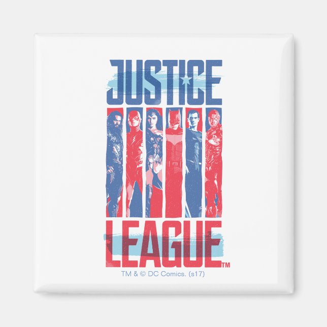 Justice League | Blue & Red Group Pop Art Magnet (Front)