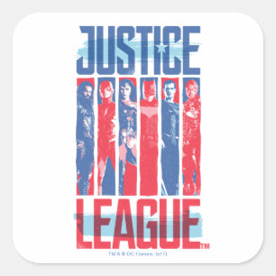 Justice League Blue & Red Group Pop Art Square Sticker