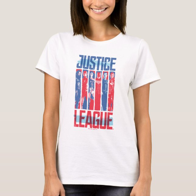 Justice League | Blue & Red Group Pop Art T-Shirt (Front)