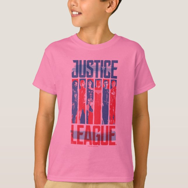 Justice League | Blue & Red Group Pop Art T-Shirt (Front)