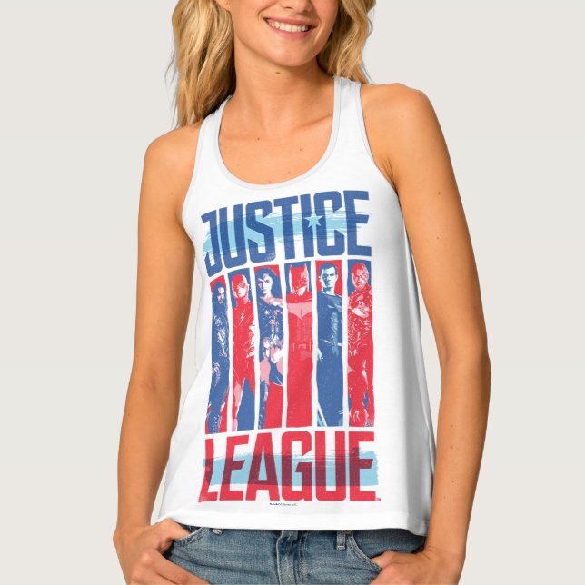 Justice League | Blue & Red Group Pop Art Tank Top (Front)