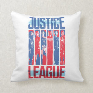 Justice League Blue & Red Group Pop Art Throw Pillow