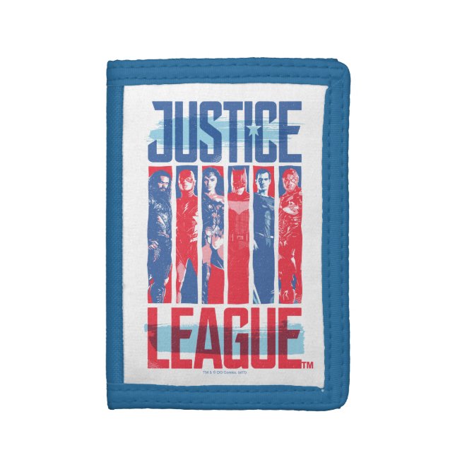 Justice League | Blue & Red Group Pop Art Tri-fold Wallet (Front Vertical)