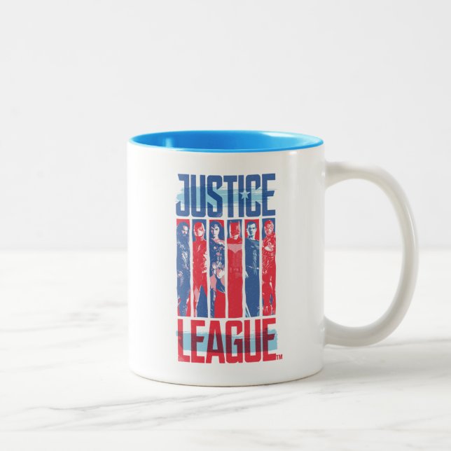 Justice League | Blue & Red Group Pop Art Two-Tone Coffee Mug (Right)
