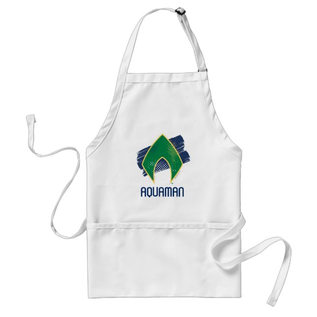 Justice League | Brush & Halftone Aquaman Symbol Adult Apron (Front)