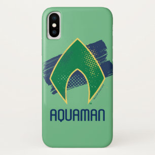 Justice League Brush & Halftone Aquaman Symbol iPhone X Case