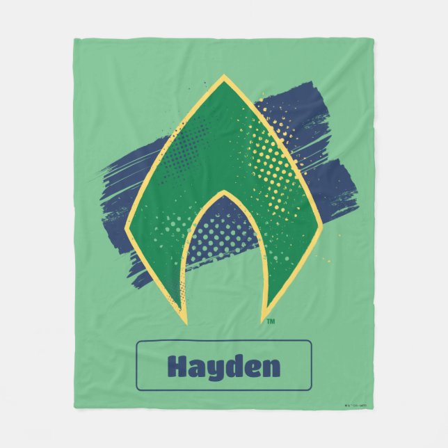 Justice League | Brush & Halftone Aquaman Symbol Fleece Blanket (Front)