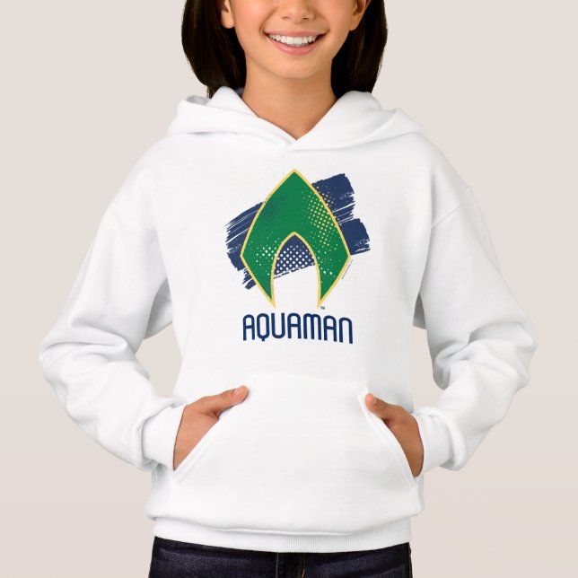 Justice League | Brush & Halftone Aquaman Symbol Hoodie (Front)