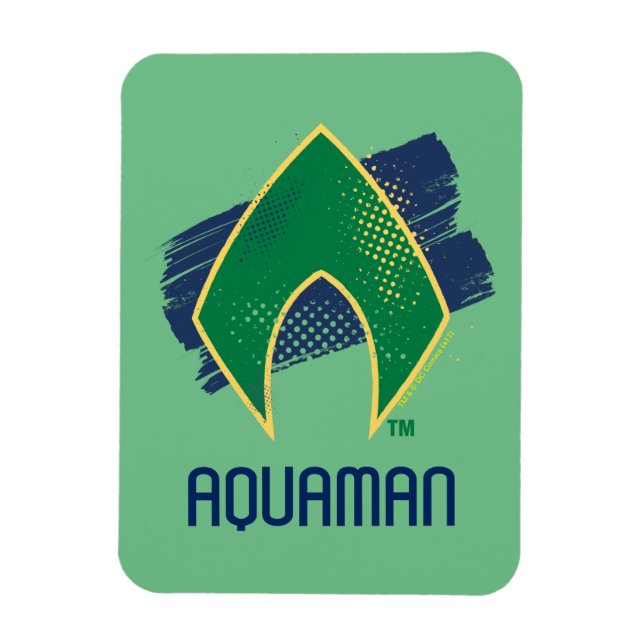 Justice League | Brush & Halftone Aquaman Symbol Magnet (Vertical)