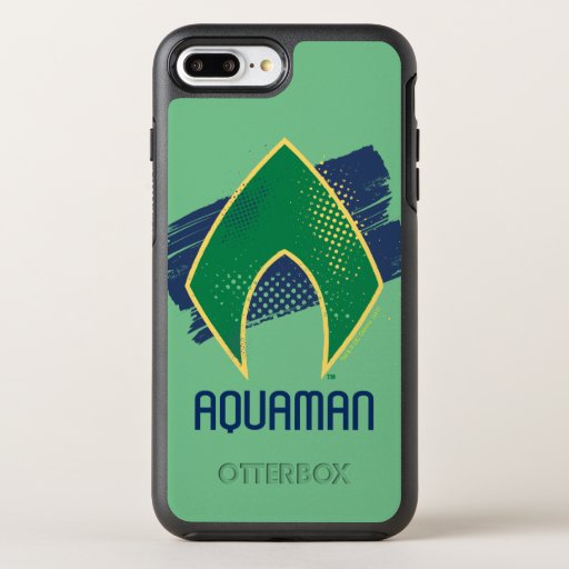 Justice League | Brush & Halftone Aquaman Symbol OtterBox Symmetry iPhone 8 Plus/7 Plus Case
