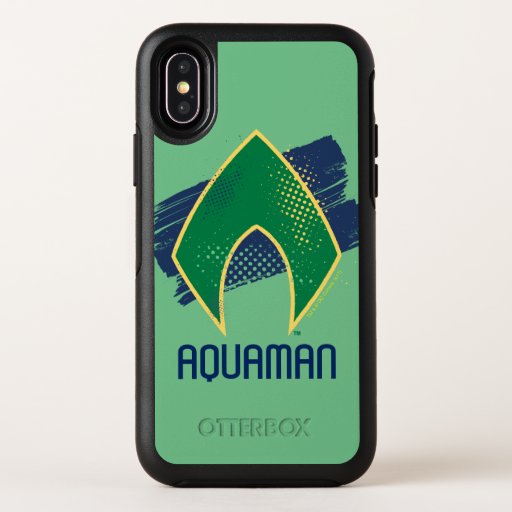 Justice League | Brush & Halftone Aquaman Symbol OtterBox Symmetry iPhone X Case