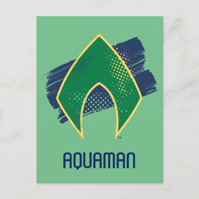 Justice League | Brush & Halftone Aquaman Symbol Postcard (Front)