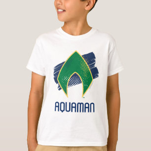 Justice League Brush & Halftone Aquaman Symbol T-Shirt