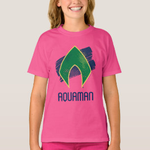 Justice League Brush & Halftone Aquaman Symbol T-Shirt