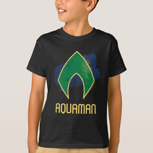 Justice League | Brush & Halftone Aquaman Symbol T-Shirt (Front)