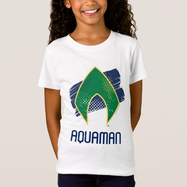 Justice League | Brush & Halftone Aquaman Symbol T-Shirt (Front)