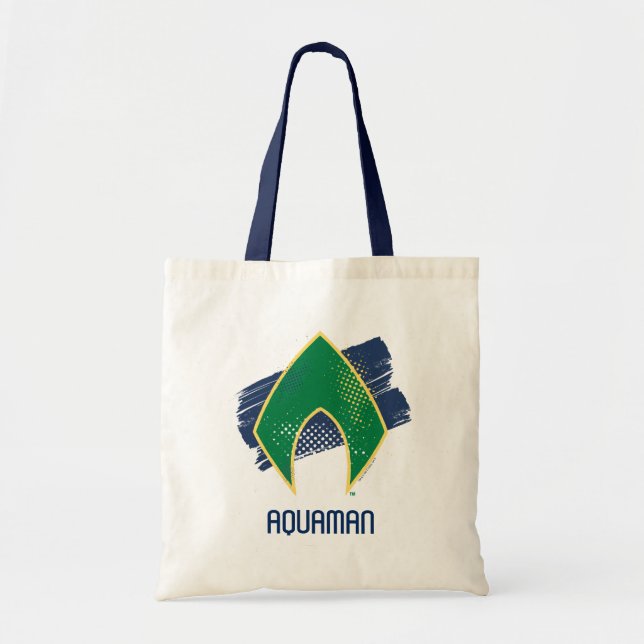 Justice League | Brush & Halftone Aquaman Symbol Tote Bag (Front)
