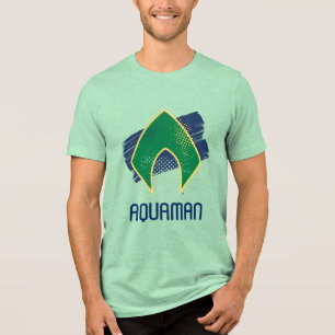 Justice League Brush & Halftone Aquaman Symbol Tri-Blend Shirt