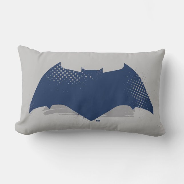 Justice League | Brush & Halftone Batman Symbol Lumbar Pillow (Front)