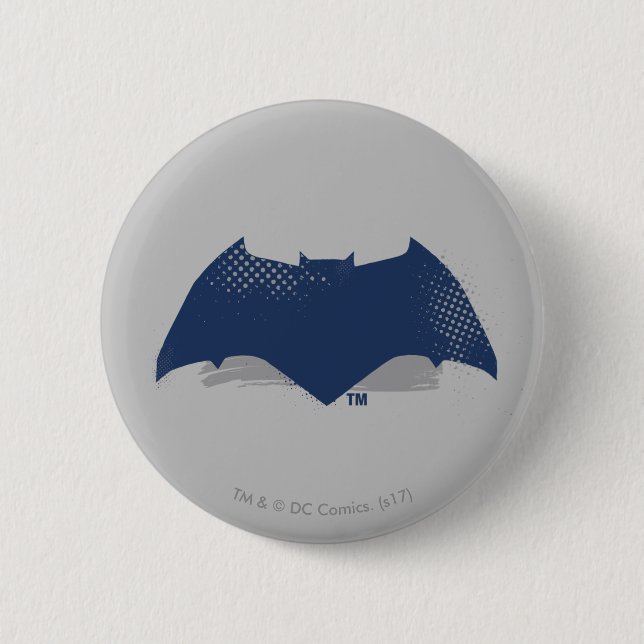 Justice League | Brush & Halftone Batman Symbol Pinback Button (Front)