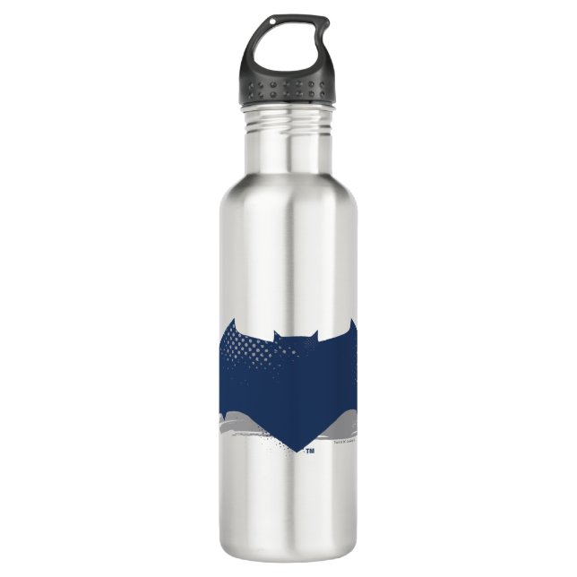 Justice League | Brush & Halftone Batman Symbol Stainless Steel Water Bottle (Front)