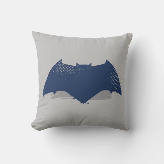 Justice League | Brush & Halftone Batman Symbol Throw Pillow (Front)