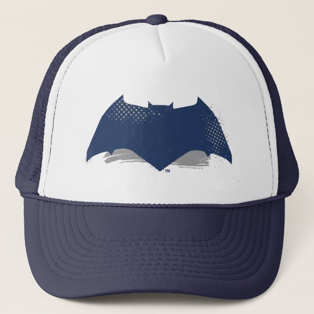 Justice League | Brush & Halftone Batman Symbol Trucker Hat (Front)