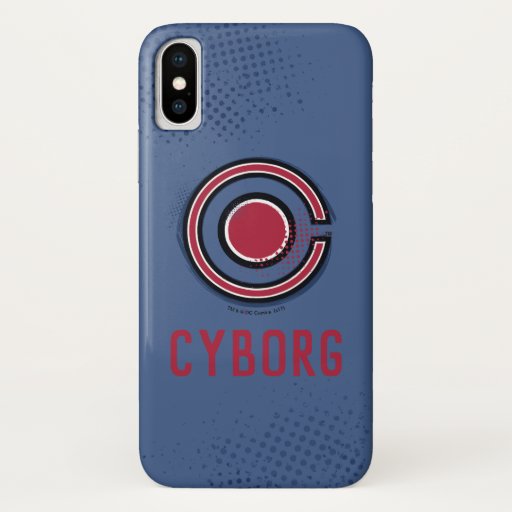 Justice League | Brush & Halftone Cyborg Symbol iPhone X Case