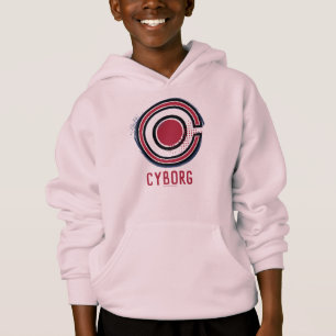 Justice League Brush & Halftone Cyborg Symbol Hoodie
