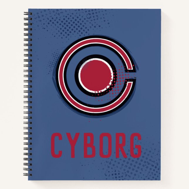 Justice League | Brush & Halftone Cyborg Symbol Notebook (Front)