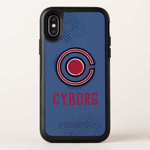 Justice League | Brush & Halftone Cyborg Symbol OtterBox Symmetry iPhone X Case