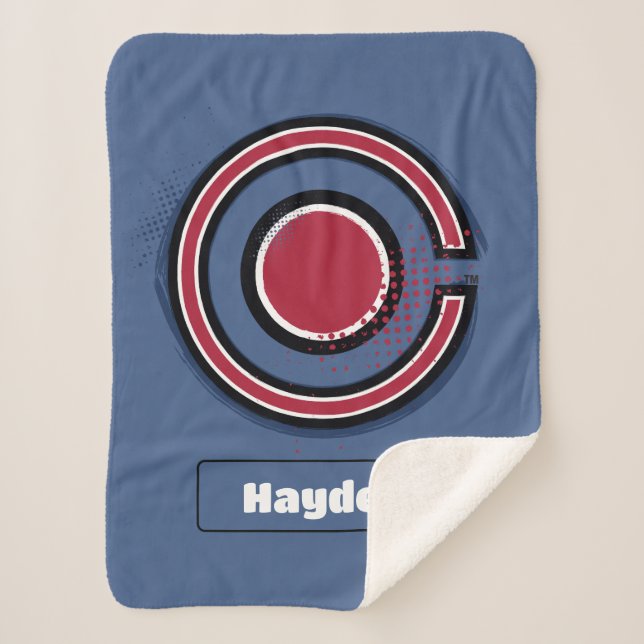 Justice League | Brush & Halftone Cyborg Symbol Sherpa Blanket (Front)