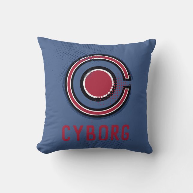 Justice League | Brush & Halftone Cyborg Symbol Throw Pillow (Front)