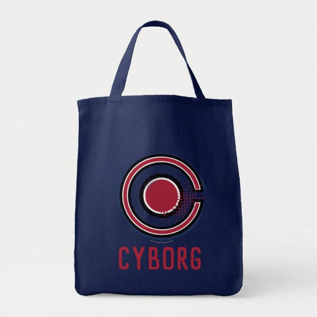 Justice League | Brush & Halftone Cyborg Symbol Tote Bag (Front)