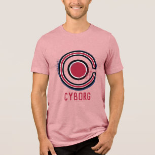 Justice League Brush & Halftone Cyborg Symbol Tri-Blend Shirt