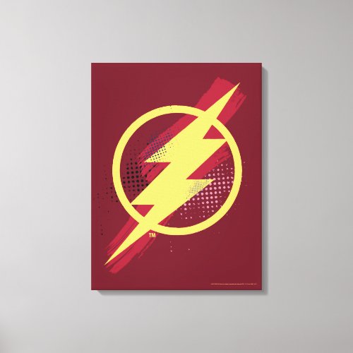 Justice League  Brush  Halftone Flash Symbol Canvas Print
