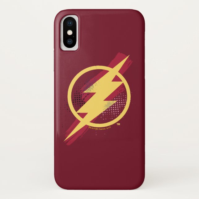 Justice League | Brush & Halftone Flash Symbol Case-Mate iPhone Case (Back)