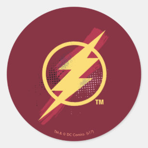 Justice League Brush & Halftone Flash Symbol Classic Round Sticker