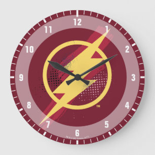 Justice League   Brush & Halftone Flash Symbol Large Clock