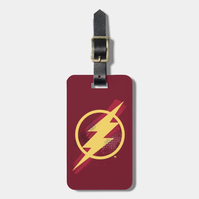 Justice League | Brush & Halftone Flash Symbol Luggage Tag (Front Vertical)