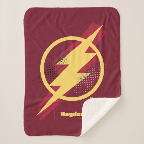 Justice League  Brush  Halftone Flash Symbol Sherpa Blanket
