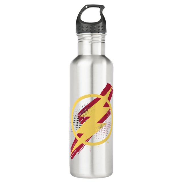 Justice League | Brush & Halftone Flash Symbol Stainless Steel Water Bottle (Front)