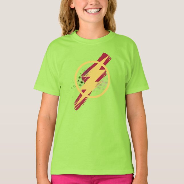 Justice League | Brush & Halftone Flash Symbol T-Shirt (Front)