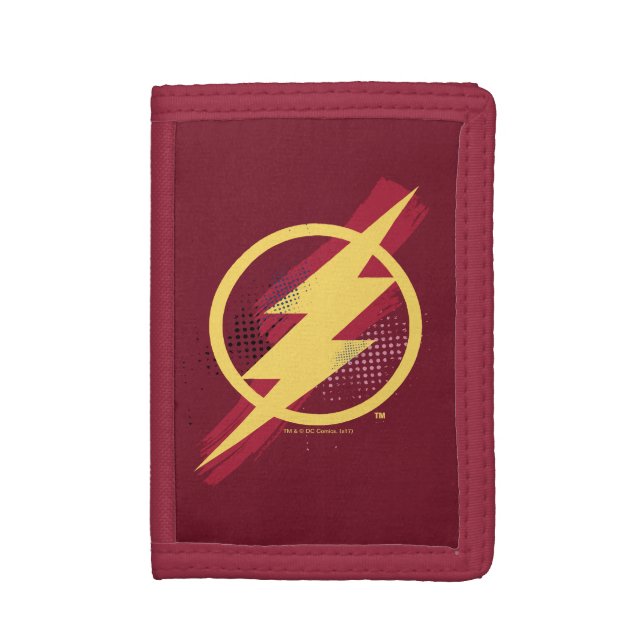 Justice League | Brush & Halftone Flash Symbol Trifold Wallet (Front Vertical)