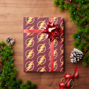 Justice League Brush & Halftone Flash Symbol Wrapping Paper
