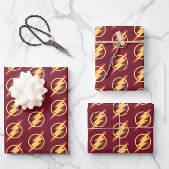 Justice League | Brush & Halftone Flash Symbol Wrapping Paper Sheets by justiceleague at Zazzle